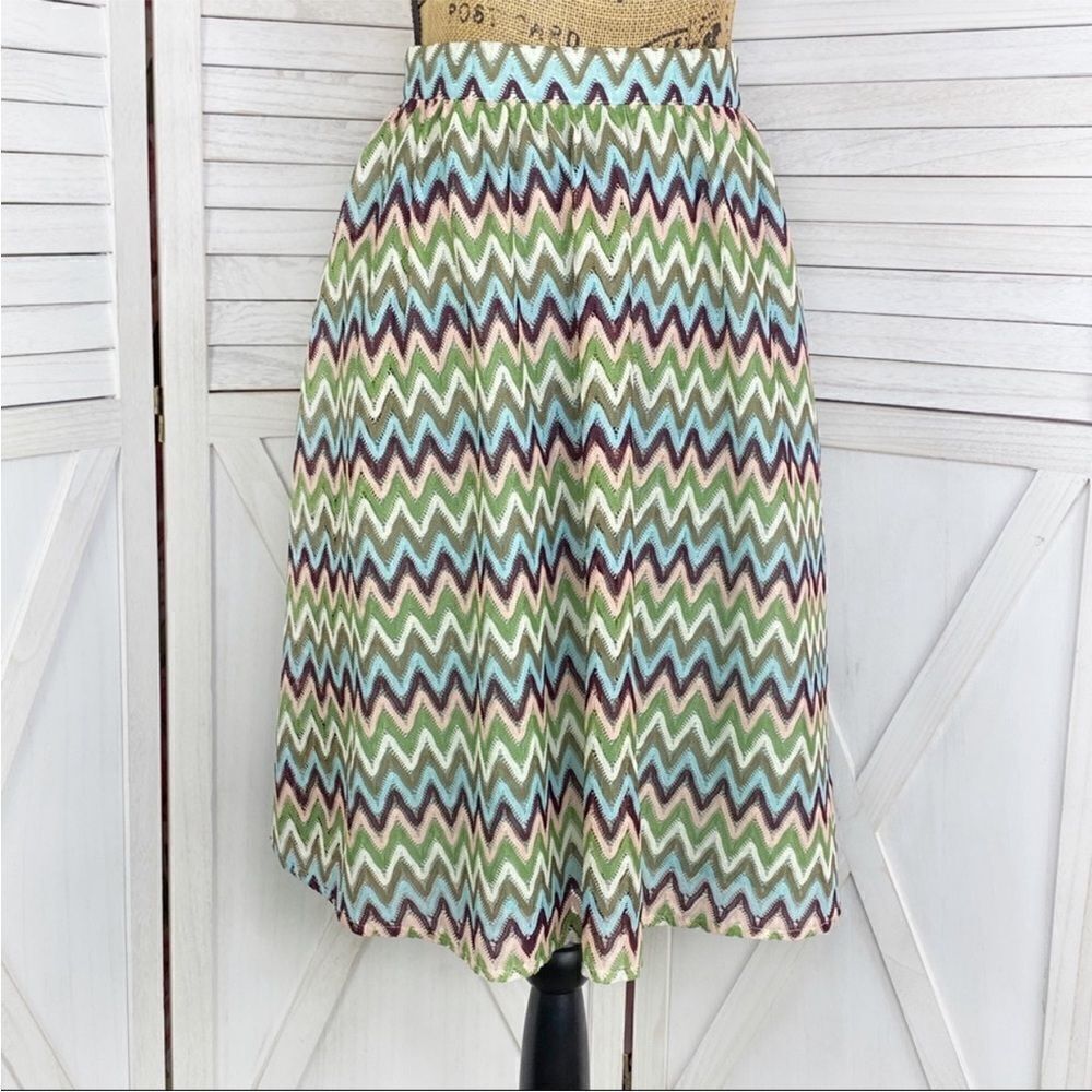 ModCloth Daytime Dazzler Chevron Stripe A Line Skirt Pastel Multicolor Medium